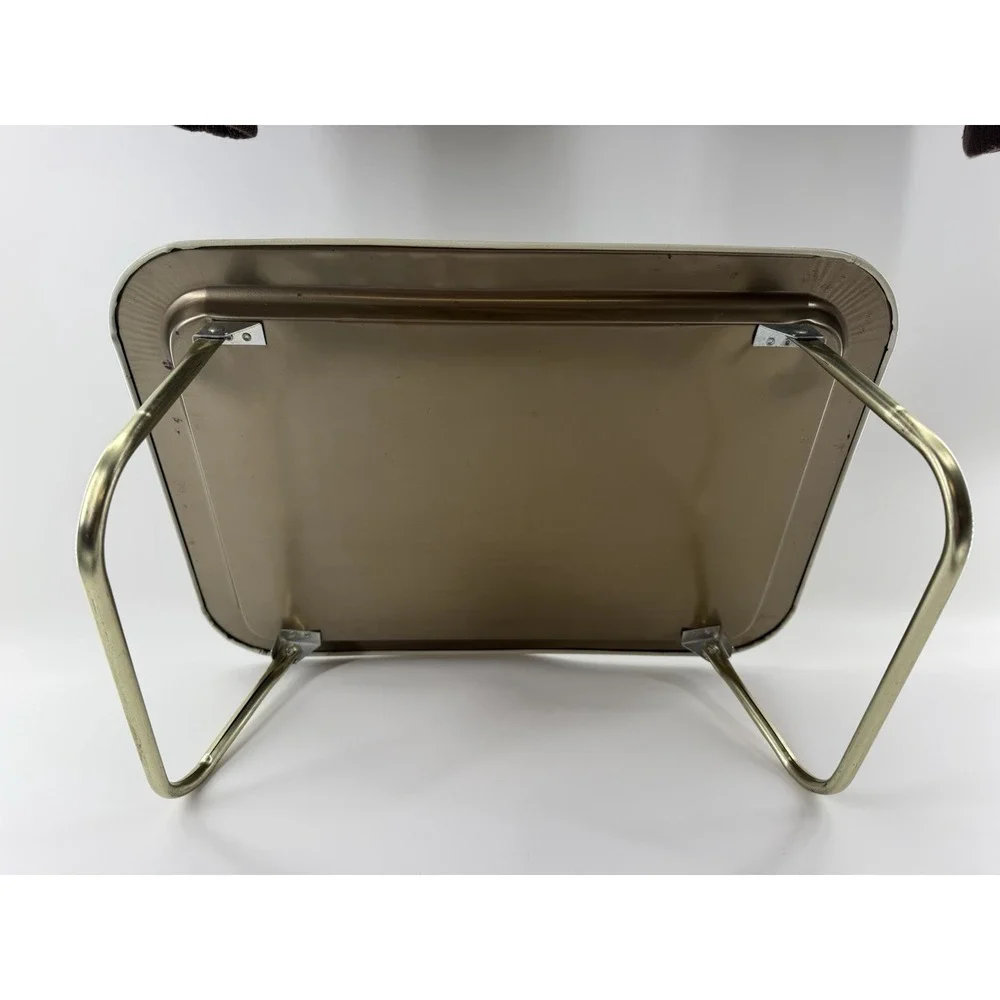 Vintage Metal Tray CHD 1990 Floral Decorative TV Folding Dinner
